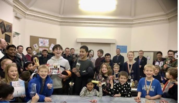 Prize giving at Surbiton Junior Chess Club